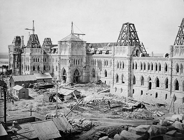 Centre Block under construction in 1863