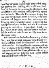 A report detailing the burning of Prudence Lee in 1652 Detail of the execution of Prudence Lee for murder.gif