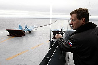 President Dmitry Medvedev aboard Admiral Kuznetsov, October 2008