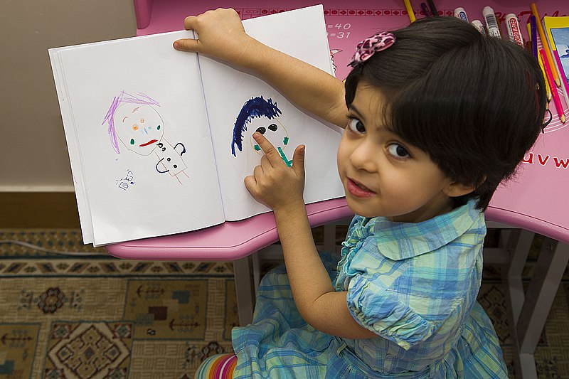 File:Drawing baby girl, Children's paintings, Iranian Child نقاشی کشیدن دختر بچه 19.jpg