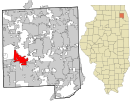 Location in DuPage County and the state of Illinois.