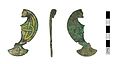 Медное эмалированное подвесное крепление для чаши с левым трилистником, 650-750 годы, найдено в графстве Стаффордшир, Великобритания