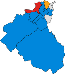 Results by ward. Eastwood District Council election, 1988.svg