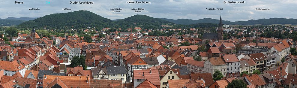 beschriftetes Panorama der Altstadt von Eschwege – Aufgenommen vom Nikolaiturm