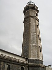 The main tower of the lighthouse constructed in volcanic basalt Farol dos Capelinhos 2.jpg