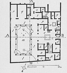 Floor Plan of the House of the Vettii Pompeii (VI 15,1) by August Mau 1907 Floor Plan of the House of the Vettii Pompeii (VI 15,1) by August Mau 1907.jpg