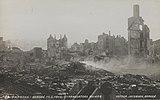 «Fra Branden i Bergen 15.1.1916. Strandgatens ruiner» Postkort: Nasjonalbiblioteket
