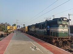 Fully Electrified Station with Amritha Express (16343) leading towards Madurai Jn