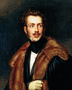 Auguste de Leuchtenberg, petit-fils de l'impératrice Joséphine de Beauharnais, vers 1835 (huile sur toile, pinacothèque de l'État de São Paulo). (définition réelle 3 661 × 4 531)