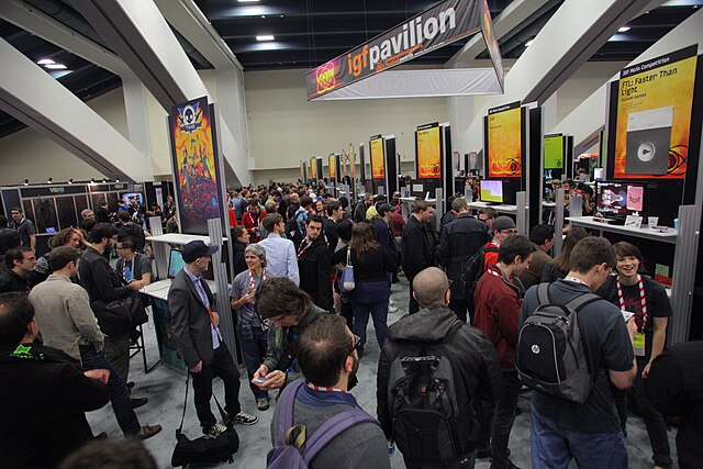 The Independent Games Festival exhibition during the 2013 Game Developers Conference in San Francisco, California, where indie developers can showcase