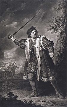 David Garrick dans Richard III Gravure de John Dixon d'après le tableau de Nathaniel Dance-Holland