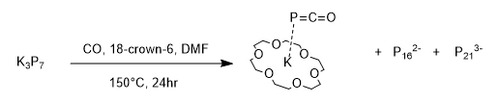 Scheme 4: Goicoechea's synthesis of the potassium stabilised salt of PCO from 2013. Goicoechea et al. synthesis of PCO.png