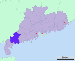 広東省中の茂名市の位置