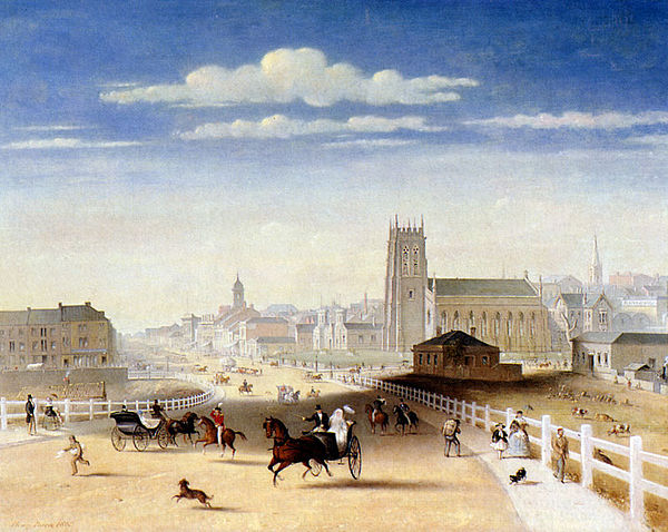 Henry Burn, Swanston Street from Princes Bridge, 1861