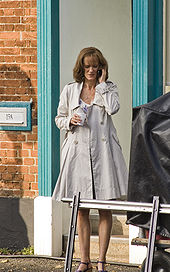 Hermione Norris on location during filming of series three Hermione Norris.jpg