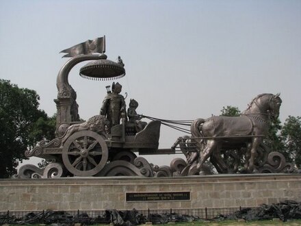 Bronze Chariot with Lord Krishna and Arjuna