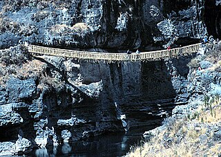 Inca rope bridge Traditional Peruvian suspension bridge
