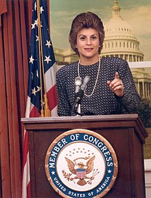 Ileana Ros-Lehtinen speaks in 1989 after her successful election. Ileana Ros-Lehtinen 1989.jpg