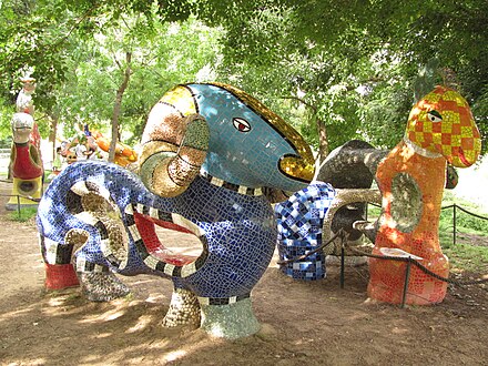 Phantasmagorical sculptures by French sculptor Niki de Saint Phalle in the Noah's Ark Sculpture Park.