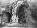 Východní dvojice vchodů do jeskyně v roce 1822, autor F. Richter