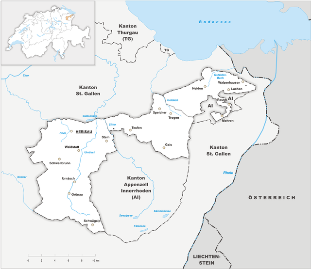 Map of the Canton of Appenzell Ausserrhoden