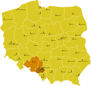 Karte der Kirchenprovinz Katowice