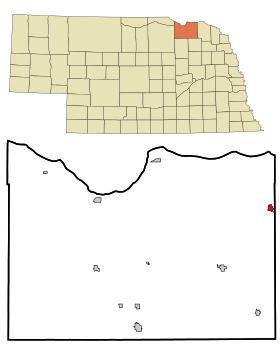Knox County Nebraska Incorporated and Unincorporated areas Crofton Highlighted.svg
