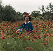 A portrait of Lady Bird Johnson in the Texas Hill Country. Lady bird 1990.jpg