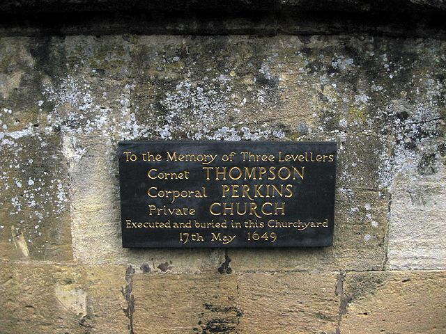 Plaque commemorating three Levellers shot at the command of Oliver Cromwell in Burford.