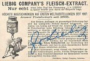Back of a German Liebig Extract of Meat Trade Card from 1885