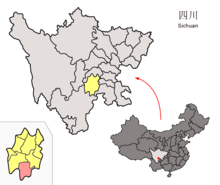 Location of Mabian within Sichuan (China).png
