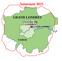 Carte Londres agglomération geante