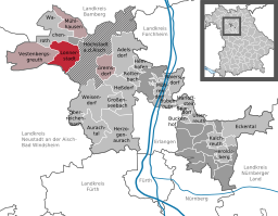 Läget för Lonnerstadt i Landkreis Erlangen-Höchstadt