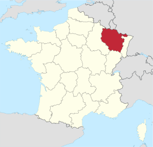 Plassering av den tidligere Lorraine-regionen i Frankrike