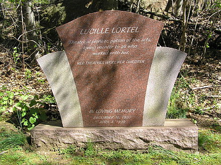 The headstone at Lucille Lortel's grave in Westchester Hills Cemetery