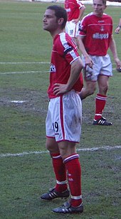 Young playing for Charlton Athletic in 2004 Luke Young Charlton 2004.jpg