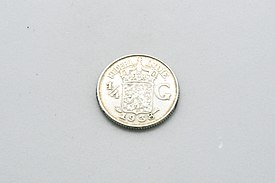 Koin perak Gulden Belanda 0,25 Gulden
