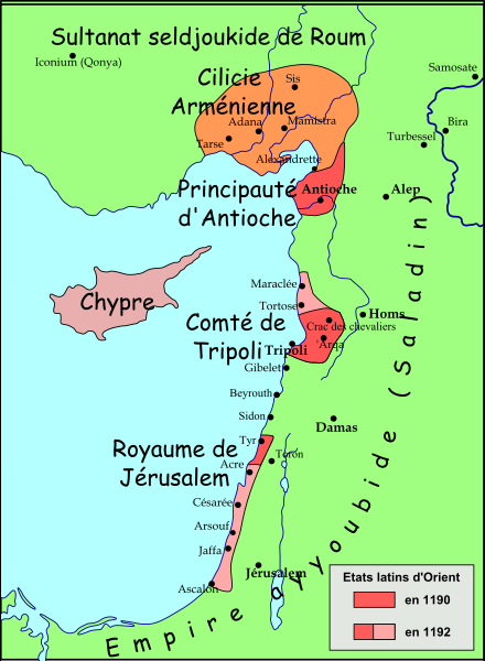 File:Map Crusader states 1190-fr.svg