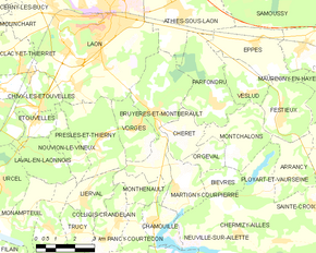 Poziția localității Bruyères-et-Montbérault