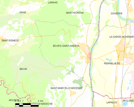 Mapa obce Bourg-Saint-Andéol