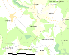 Mapa obce Blaisy-Haut