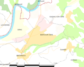 Mapa obce Biars-sur-Cère