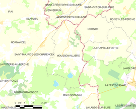 Mapa obce Moussonvilliers