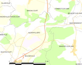 Mapa obce Auzainvilliers