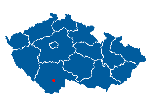 チェスケー・ブジェヨヴィツェ市の位置の位置図