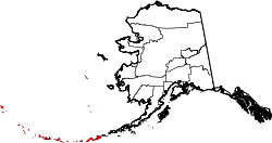 map of Alaska highlighting Aleutians West Census Area