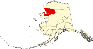 Mapa de Alaska destacando el distrito noroeste del Ártico