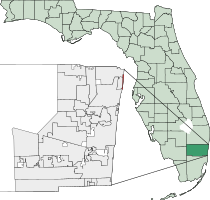 Location of Hillsboro Beach in Broward County, Florida