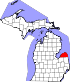 Map of Michigan highlighting Huron County.svg