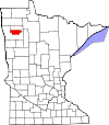 Mapa del estado que destaca el condado de Red Lake